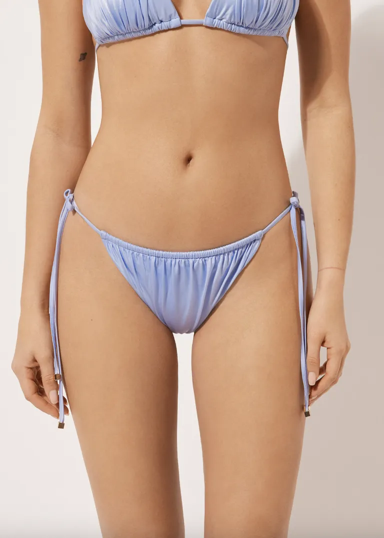 Top Celebrity-Approved Swimwear Brands 2025: Luxury Resort-Style Women's Swimwear Trends Endorsed by Kendall Jenner & Supermodels 3 Brazilian String Swimsuit Bottom Shiny Satin