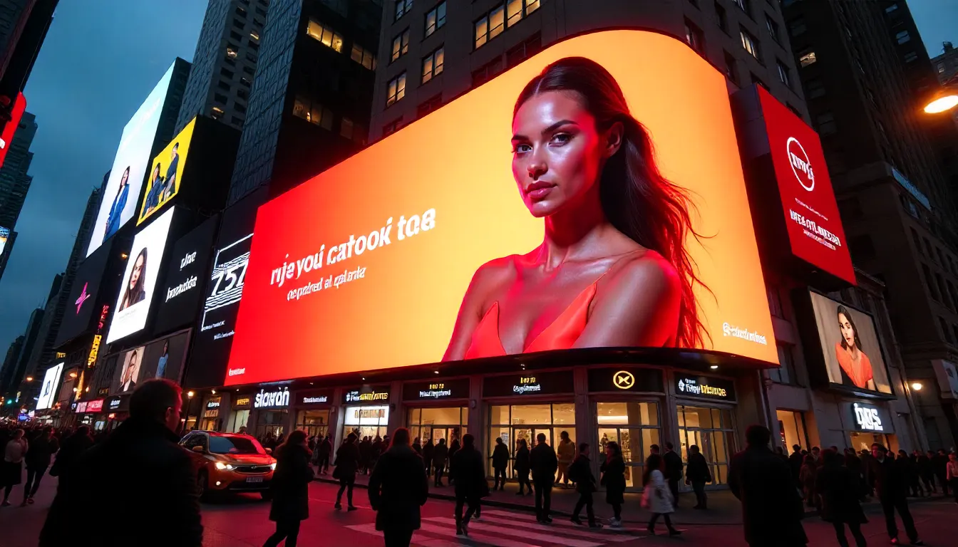 How AI-Generated Models Are Revolutionizing Fashion 4 AI model on Times Square billboard with social stats